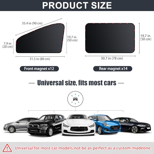 Image of ZATOOTO Car Window Shades - 4 Pack Car Window Covers Premium UV Blocking, Side Window Curtains Full Blackout for Privacy, Breastfeeding, Napping, Camping, and Travel, Universal Fit for Most Vehicles
