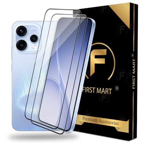 Image of FIRST MART Tempered Glass Screen Protector for Oppo Reno 15 / Reno 15C - Full-Glue Screen Guard, 3D Edge to Edge, HD Clear, Bubble-Free, Case-Friendly, Black, Pack of 2