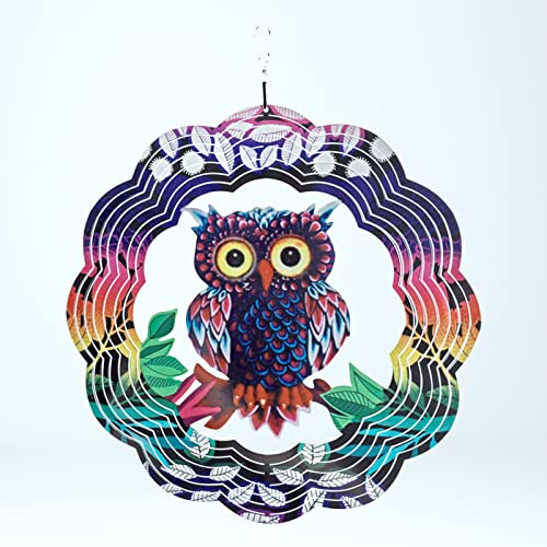 CHIRISEN Metall Windspiele für Draußen 3D Windspiel Kolibri Garten Dekoration Windspiele für Draußen Hängend- 300mm- Geschenkidee (Eule) Cover