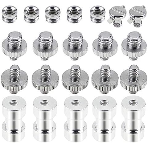 DXLing 22PCS Camera Screw Converter 1/4" and 3/8" Male Female Tripod Screw Thread Adapter Metal Threaded Screw Converter Adapter Mount Set Replacement for DSLR Camera Monopod Light Stand Camera Cage Cover