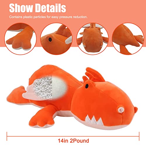 Plupiapio 2Lbs Cute Soft Dinosaur Weighted Stuffed Animals, 14 Inch Green Dino Stuffed Plush Animal Throw Pillows, Kawaii Plushies Hugging Toy Gifts For Kids #TOP1