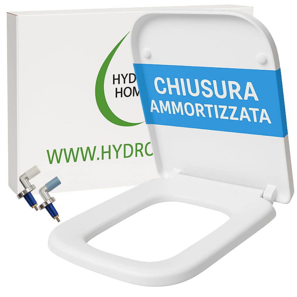 HYDRO HOME Copriwater Nero Ceramica Serie Aliseo Compatibile, Tavoletta Wc In Plastica Termoindurente Avvolgente, Cerniere Regolabili, Sedile wc MADE IN ITALY (CHIUSURA AMMORTIZZATA)