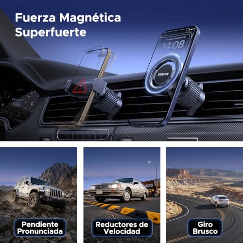 Miniatura 2 de UGREEN Soporte Móvil Coche MagSafe 360° Rotación Suporte Telemovel Carro Magnético Gancho Metálico para Rejilla del Aire Compatible con iPhone 17 Pro MAX Air 16 15 14 Galaxy S25 S24, Negro