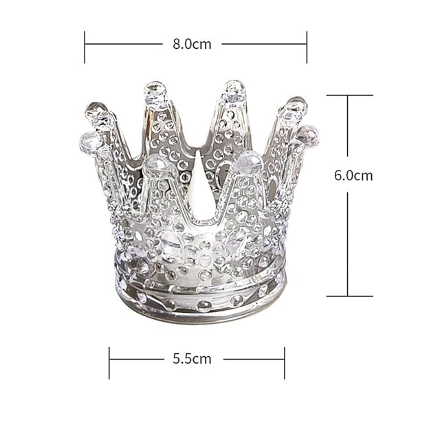 Image of One94Store 3 pcs Set Crown Shaped Flameless and Smokeless Decorative Candles Transparent Acrylic Led Tea Light Candle for Christmas, Festival,Candles (3 Pieces, Yellow, 5 cm) 3 pc Set
