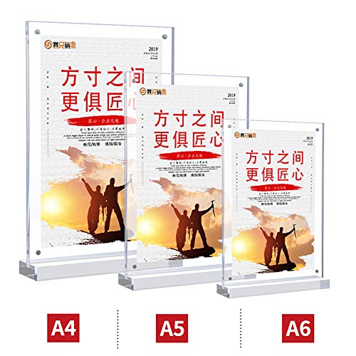 QQRH Soporte de sobremesa Menu Soporte acrílico Recto para Carteles Forma de T Doble Cara Ideal para promociones restaurantes Marcos de Fotos Documentos y más Titular de Menú