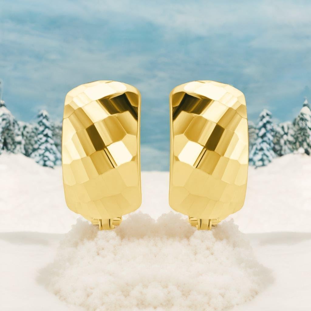 14 Karat 585 Gold Ohrringe Creolen Gelbgold Glänzend Ohrschmuck – EP03