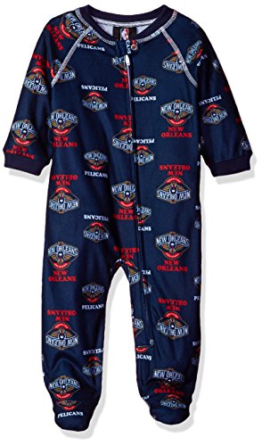 Outerstuff NBA New Orleans Pelicans Infant Sleepwear All Over Print Zip Up Coverall, 24 Months, Dark Navy