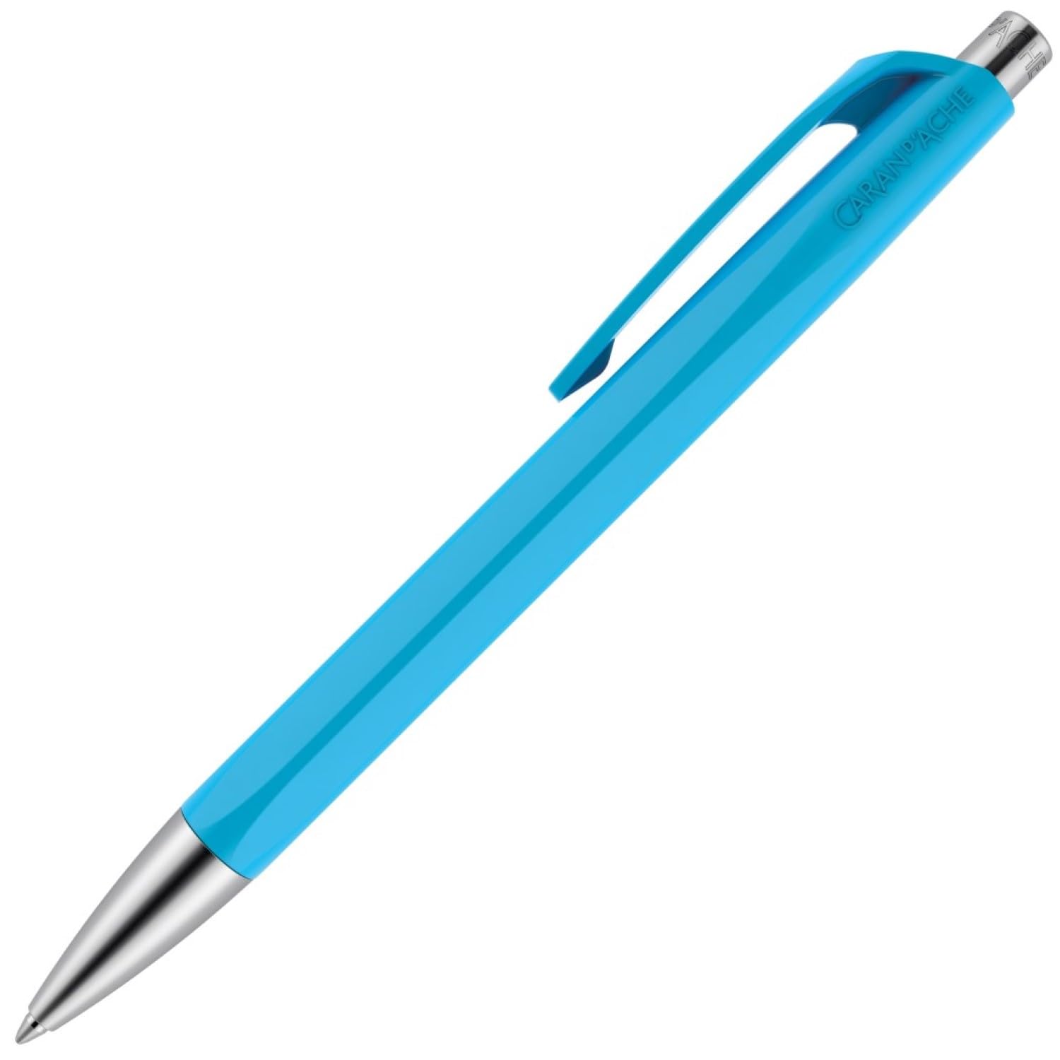 Caran Dache Ballpoint Pen, Turquoise Blue, with SwissRide Blue Medium Cartridge