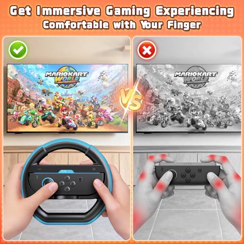 Deruitu Juego de 2 Volantes Compatibles Con Mandos de Nintendo Switch 2, Accesorios para Mandos de Carreras de Switch 2 para Mario Kart 8 Deluxe (Nintendo Switch 2) - imagen 5