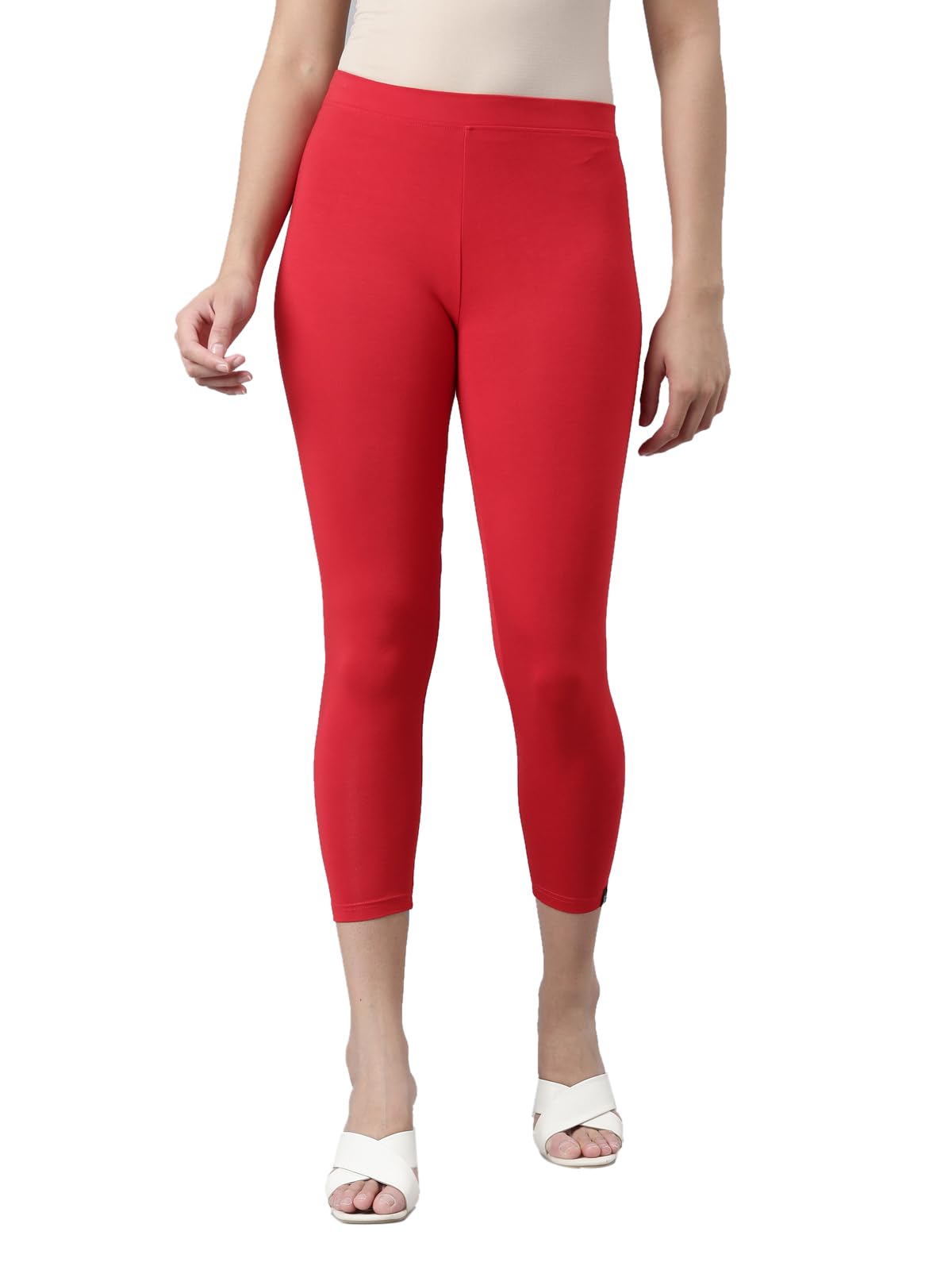 TWIN BIRDSTailored Cut & Classic Fit Stretchable Viscose Elasthane Fabric Mid-Rise Skinny Fit High Ankle Length/Cropped Length Leggings for Women