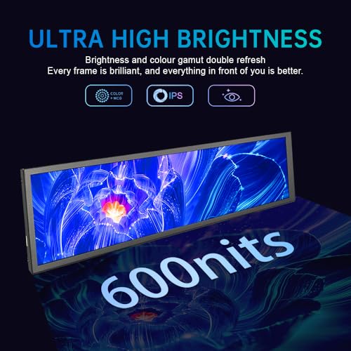 Image of 8.8 inch Small Mini Touchscreen Monitor 480x1920 IPS USB Type C Long Stretched Bar 600cd /m2 High Brightness Adjustable Strip Display for Windows Computer PC Sub Screen