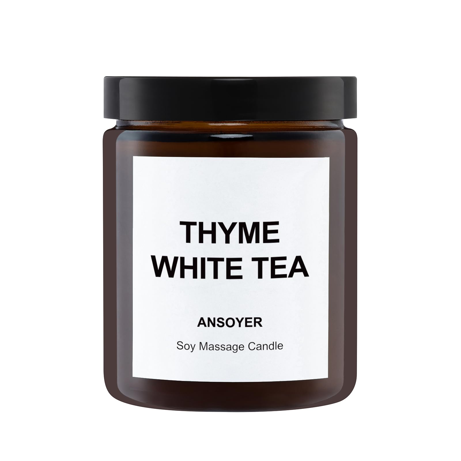 VELA DE MASAJE ANSOYER 200g: Hidratante y Nutritiva para Spa en Casa, Aromaterapia y Relajación (Tomillo y té blanco)