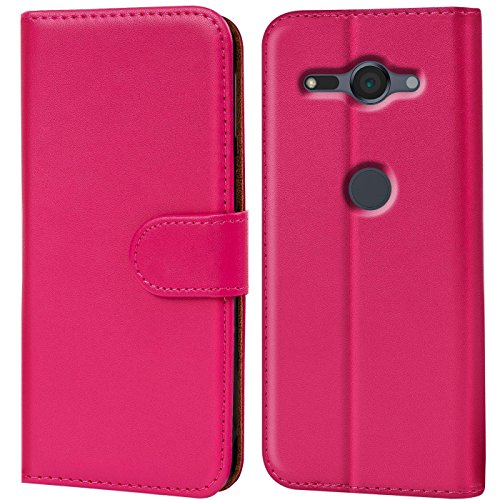 Verco Coque pour Sony Xperia XZ2 Compact, Housse Portefeuille pour Xperia XZ2 Compact Etui en Cuir Synthétique Fonction Stand Case, Rose