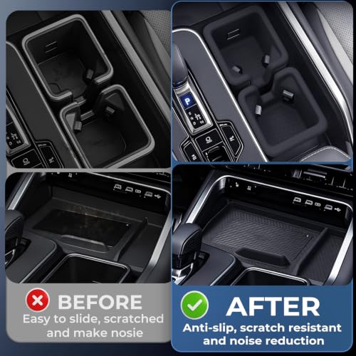Image of Cup Holder Insert & Wireless Charging Protective Mats for Lexus TX TX350 /TX500h /TX550h+ 2026 2025 2024, Center Console Interior Accessories for 2024-2026 TX 350 /500h /550h+, Black