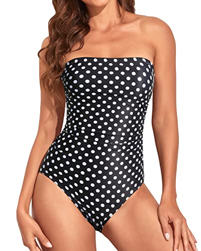 Image of Holipick Women Tummy Control One Piece Swimsuits Strapless Bandeau Bathing Suits Slimming Halter Swimwear