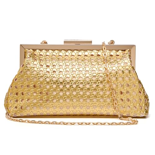 Image of DETARA Woven Evening Bag Clutch Purses for Women Fashion PU Leather Crossbody Purse for Wedding Party and Prom