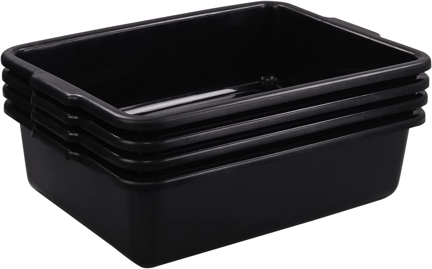 4-Pack Plastic Commercial Bus Box, 32 L Black Large Bus Tub
