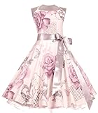 100% Baumwolle 50er Rockabilly TanzKleid Petticoat Übergröße Big Size Gr. 32,34,36,38,40,42,44,46,48,50,52,54,56,58,60,62, Beesch Lila Grau, XXL