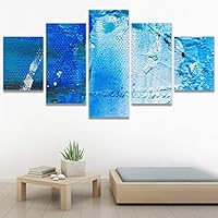 SIGNWIN 5 Panel Canvas Wall Art Modern Art Abstract Brushstroke Closeup Expressionism Expressive Modern Multicolor Oil Painting for Home Decorations Ready to Hang - 60