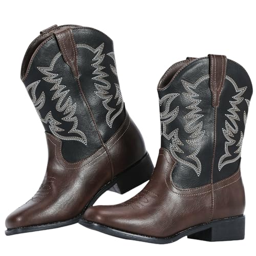 RLW Boys Cowboy Boots for Kids, Square Toe Western Cowgirl Boot for Girls Toddler/Little/Big Kid