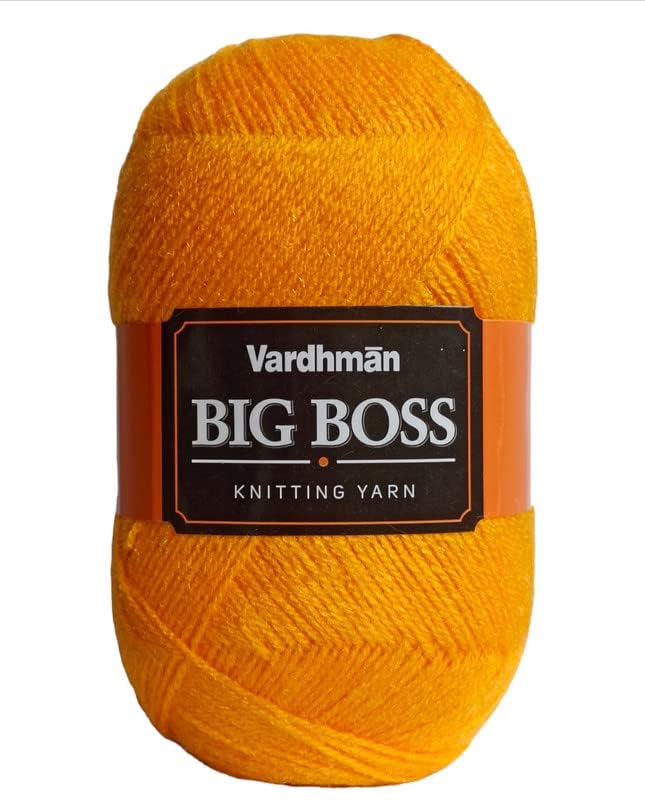 Image of NTGS Vardhman Big boss Wool Hand Knitting Soft Fingering Hank Yarn (1 Ball 200 gram Each) (Yellow Shade no-19, 600 Gram)