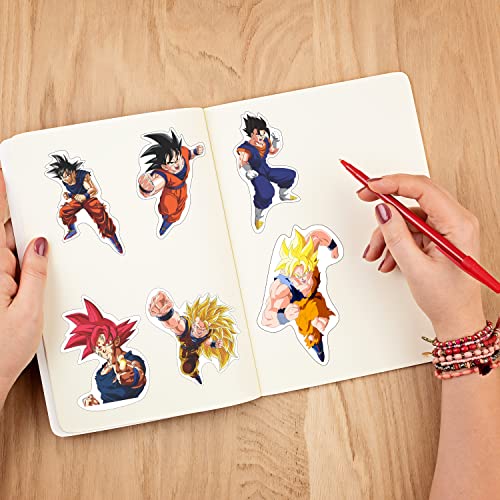 Image of Anmie Dragon Ball Z Aesthetic Vinyl Journal for Phone Case Laptop Notebook Dairy Water Bottle Etc Self-Adhesive Stickers Set of 50 Glossy & Waterproof Stickers (Dragon Ball Z) 23 cm