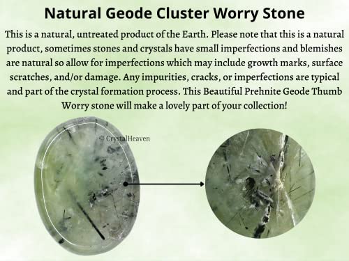 Image of Certified Prehnite Crystal Thumb Worry Pebbles Stones for Anxiety Stress Relief Massage - AAA Grade Original Healing Gemstone Agate Rubbing Stone for Yoga Meditation Spiritual Reiki Feng Shui