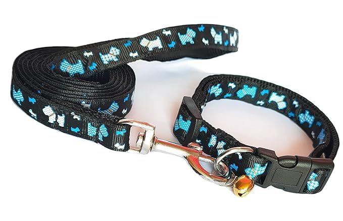 DRK Shopmart Dog Collar and Leash Set Puppy Printed, Adjustable Nylon Collar with Leash for Cat and Small Dogs, Quick Release and Breathable Collar Set for Puppies, Dog & Cat 15 MM (Black) (B0CR1JQKLH) Amazon Price History, Amazon Price Tracker
