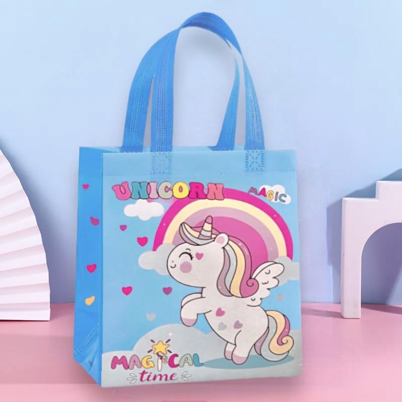 Image of 15 Pcs Unicorn Gift Combo Set For Girls Kids Unicorn Theme Gift Bag Stationery Set Age 6-8 Years 10-12 Year I Diary, Stickers, pen, pouch, scale, badge, Eraser, Wallet & Carry Bag