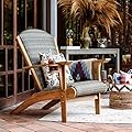 Cambridge Casual Auburn Padded Upholstered Outdoor Adirondack Chair, Teak Wood and All-Weather Wicker