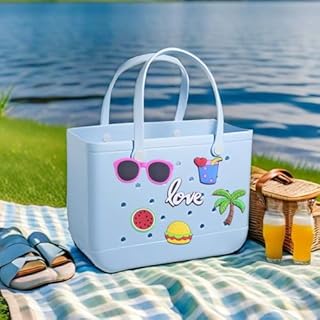 KJML DIY Charms for Bogg Bag, 30pcs Accessories Letters Flowers Baseball Beach Cute Decoration Bag Charms for Bogg Bag Rubber Tote Beach Bags