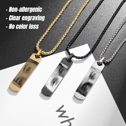 3UMeter Custom Picture Necklace with Eyes Personalized Eyes Necklace for Women Men Engraving Photo Pendant Necklace for Couples Unique Jewelry Idea for Valentines Anniversary Birthday Christmas Gifts3