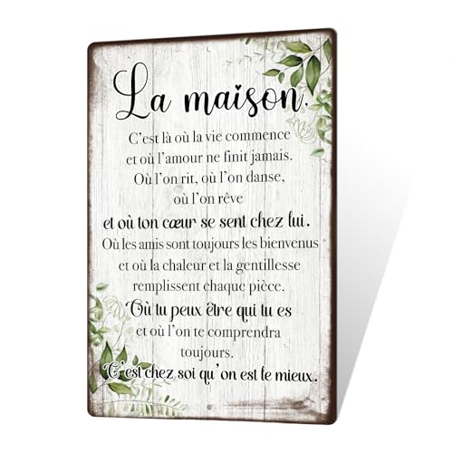 Putuo Decor Plaque Métal Décorative La Maison, Panneau Murale Aluminium Texte Inspirant, Décoration Maison Murale pour Salon Chambre Entrée, 30x20 cm Style...