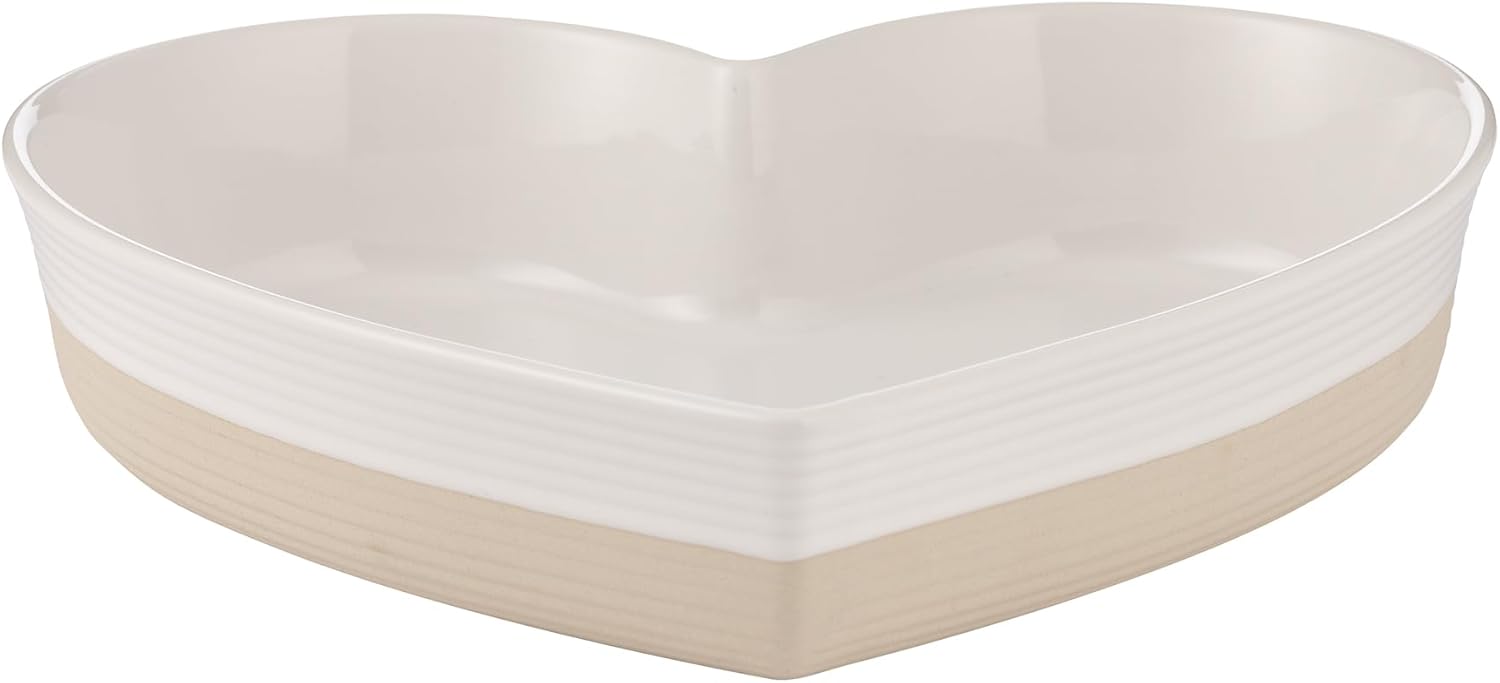 Mason Cash Rustic Charm Heart Shape Baker 1.5L Stoneware Baking Dish with Debossed Heart Motif Durable and Stylish for Baking Cooking & Serving