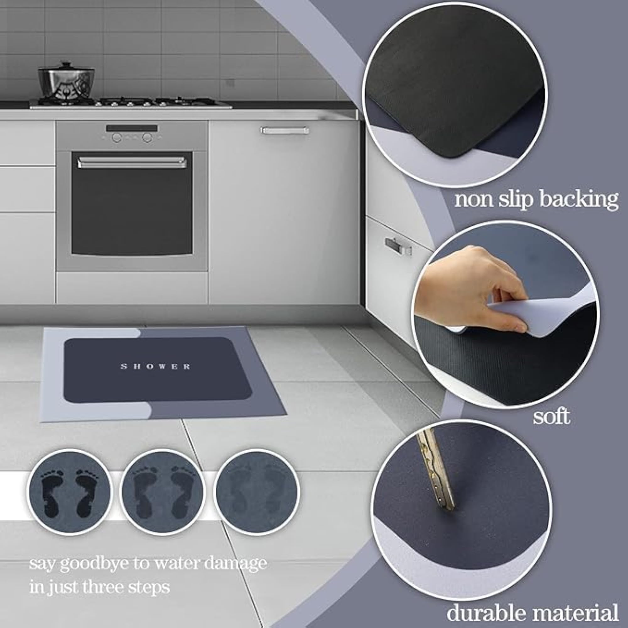 2 Piece Kitchen Mat, Non Slip Waterproof Runner