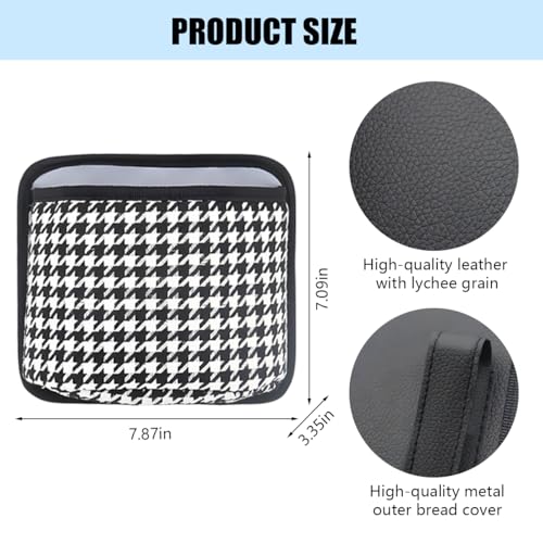 Image of Car Trash Can, Mini Foldable Vehicle Garbage Organizer with 15PCS Bin Bag, Check Pattern Auto Interior Hanging Bin Container Accessoies, Universal for SUV Sedan Truck (Black /White)