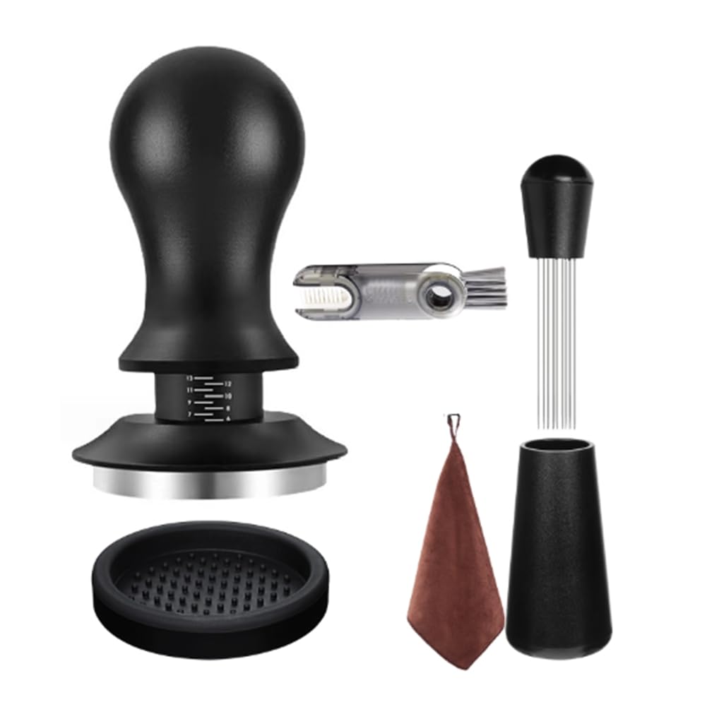 Akcesoria do espresso, zestaw tamper do kawy espresso z tamperem do espresso, narzędzie WDT, mieszadło do kawy, dzbanek do spieniania, 58 mm