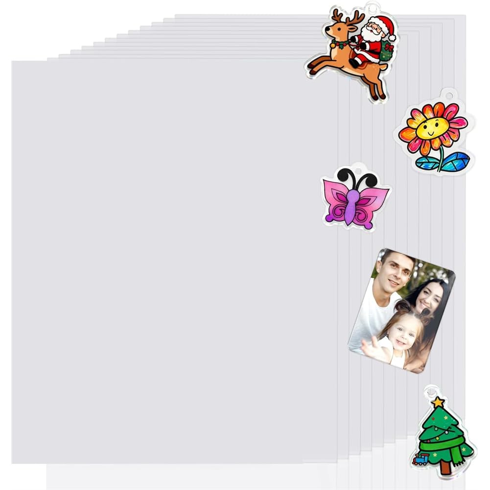 Hndhbfgrt A4 for Inkjet Printer Shrink Dink Sheets, 24Pcs Printout Shrinkable Plastic, Semi-Transparent Semitransparent Paper for Kids Activities B