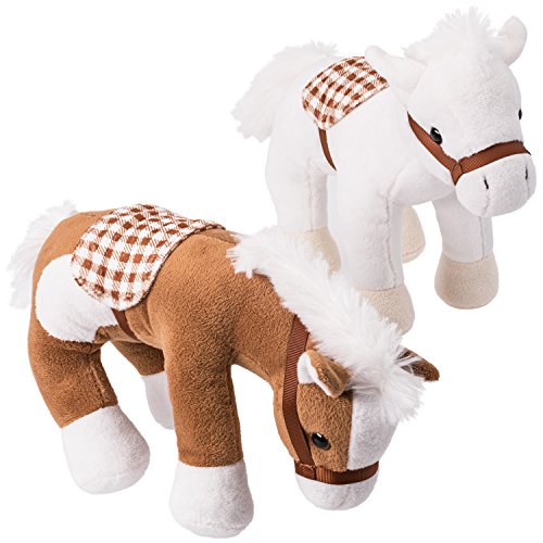 Prextex Bulk Jumbo 10'' Tall Plush Horses Stuffed Animal Horses Toys - 4 Pack | Party Favor Gifts And Supplies | Classroom Decoration | Cute Stuff Toy Baby, Kids, Toddler, Girls, And Boys Ages 6-12 #TOP2