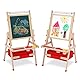 HOMCENT Kindertafel aus Holz mit Papierrollenhalter für Kinder, Doppelseitige Drehbare Kunst Staffelei für Jungen Mädchen, Staffelei Holz Kinder mit Whiteboard, Tafel