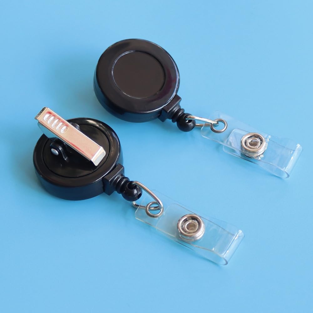 12 Pack Bulk-Retractable ID Badge Holder Reels with 360 Swivel Alligator Clip & Reinforced Vinyl Strap-Great for Name Tag Card Holder Office Workers School Hospital D.I.Y Crafts (Black) by BETOOM - Image 5