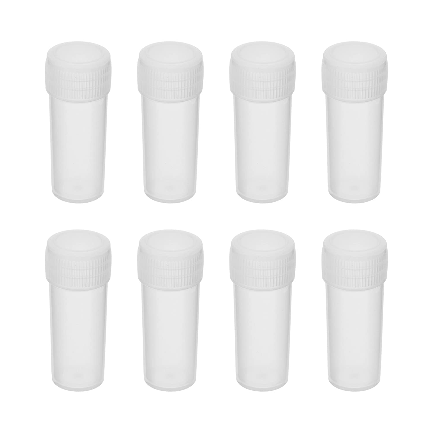 75Pcs 5ml Plastic Bottles Lab Cylindrical Chemical Reagent Bottles, Wide Mouth Laboratory Reagent Bottles, Sample Sealing Liquid Storage Containers for Food Stores White Translucent