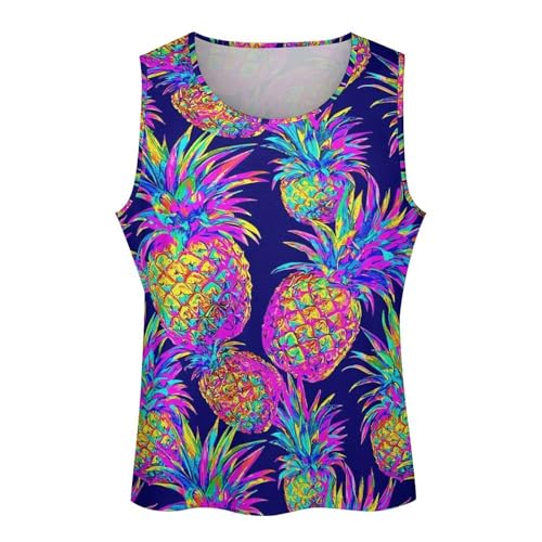 Men's Neon Rainbow Print Tank Top Summer Sleeveless Lightweight Gym Muscle Shirts4