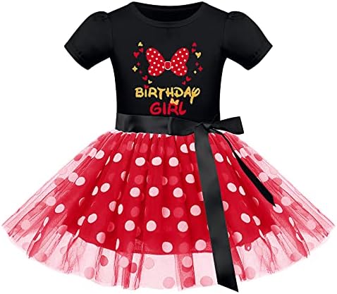 IMEKIS Mouse 5th Birthday Outfit Baby Girls Dress Polka Dots Mini Tutu Headband Five Years Old Cake Smash Photo Shoot Kids Fifth Mouse Themed Birthday Party Supplies Decorations Black Bowknot 5T