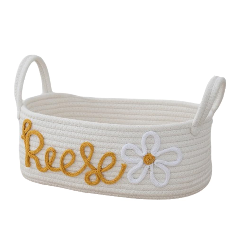 CTRLZS Rope Storage Basket with Handles for Household Sundries, Desktop Clothing and Toys Yellow