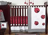 Sweet Jojo Designs Red and White Polka Dot Ladybug Baby Girl Bedding 11pc Crib Set without bumper