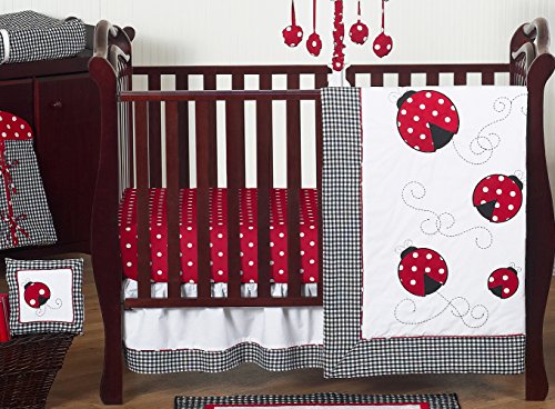 Best Prices! Red and White Polka Dot Ladybug Baby Girl Bedding 11pc Crib Set