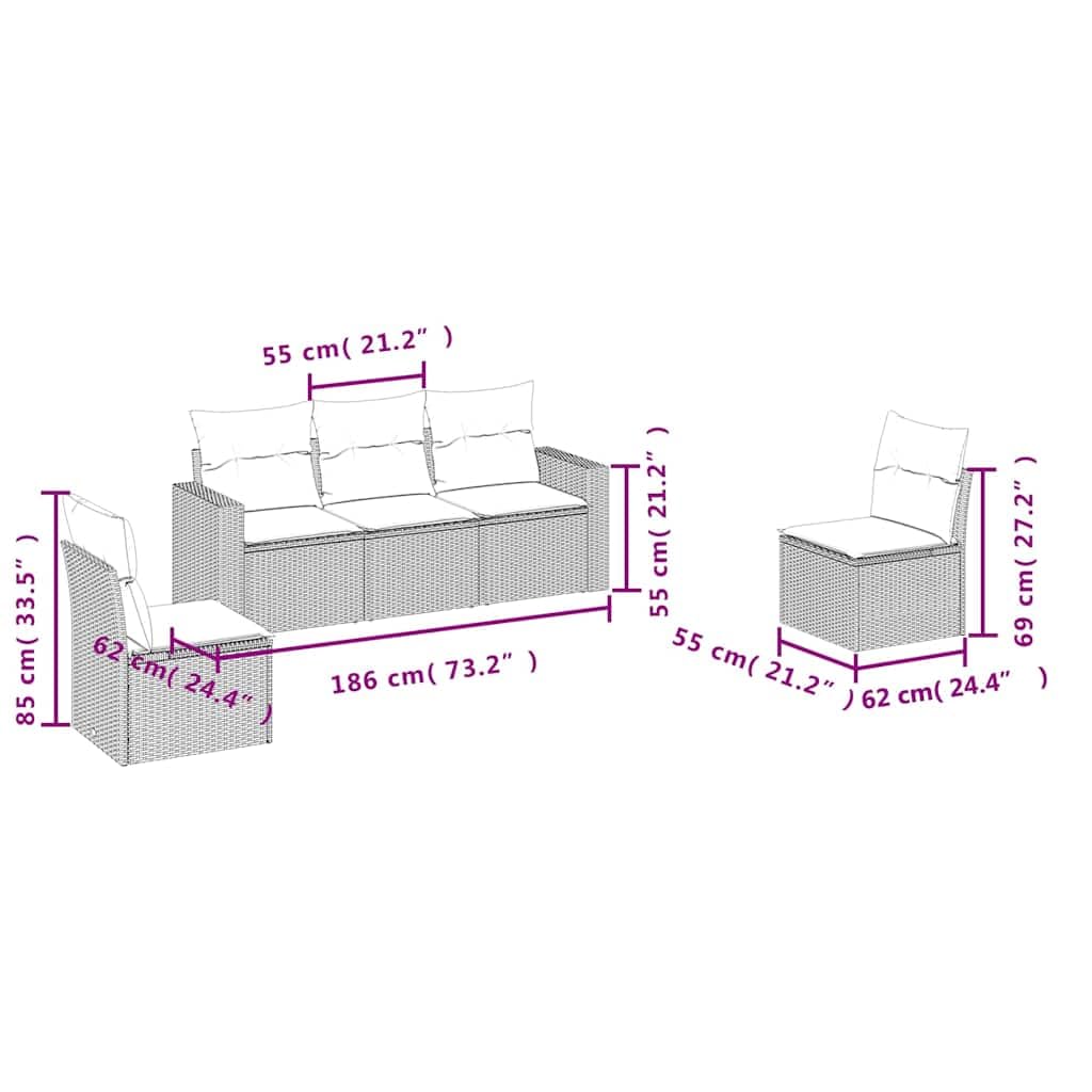 Polirattan PE na taras i patio czarny zestaw 5 częściowy