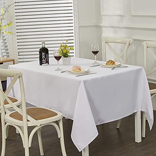 Image of Obstal 210GSM Rectangle Table Cloth, White, 54 x 78 Inch | Heavy Duty Water Proof Microfiber Tablecloth, Decorative Fabric Table Cover for Outdoor and Indoor Use