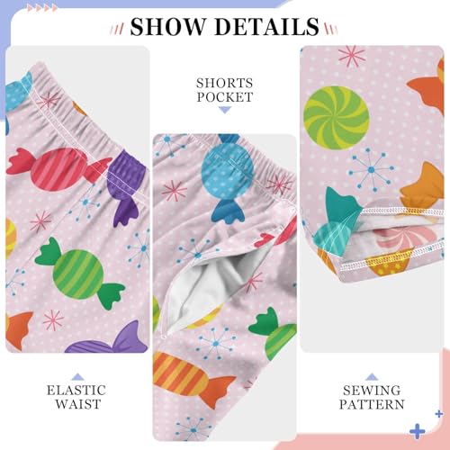 ZZXXB Colorful Candy Boys Long Pants Soft Trousers Elastic Waist Kids Lounge Bottoms with Pockets S-XL4